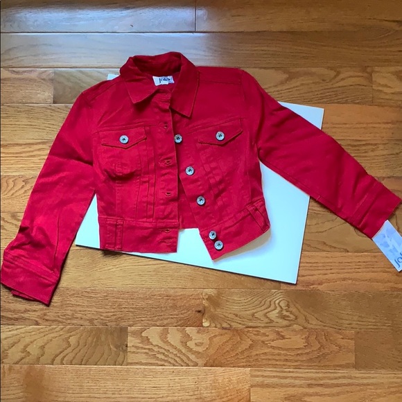 NWT! Jolt Cropped Denim Jacket Red - Picture 3 of 8